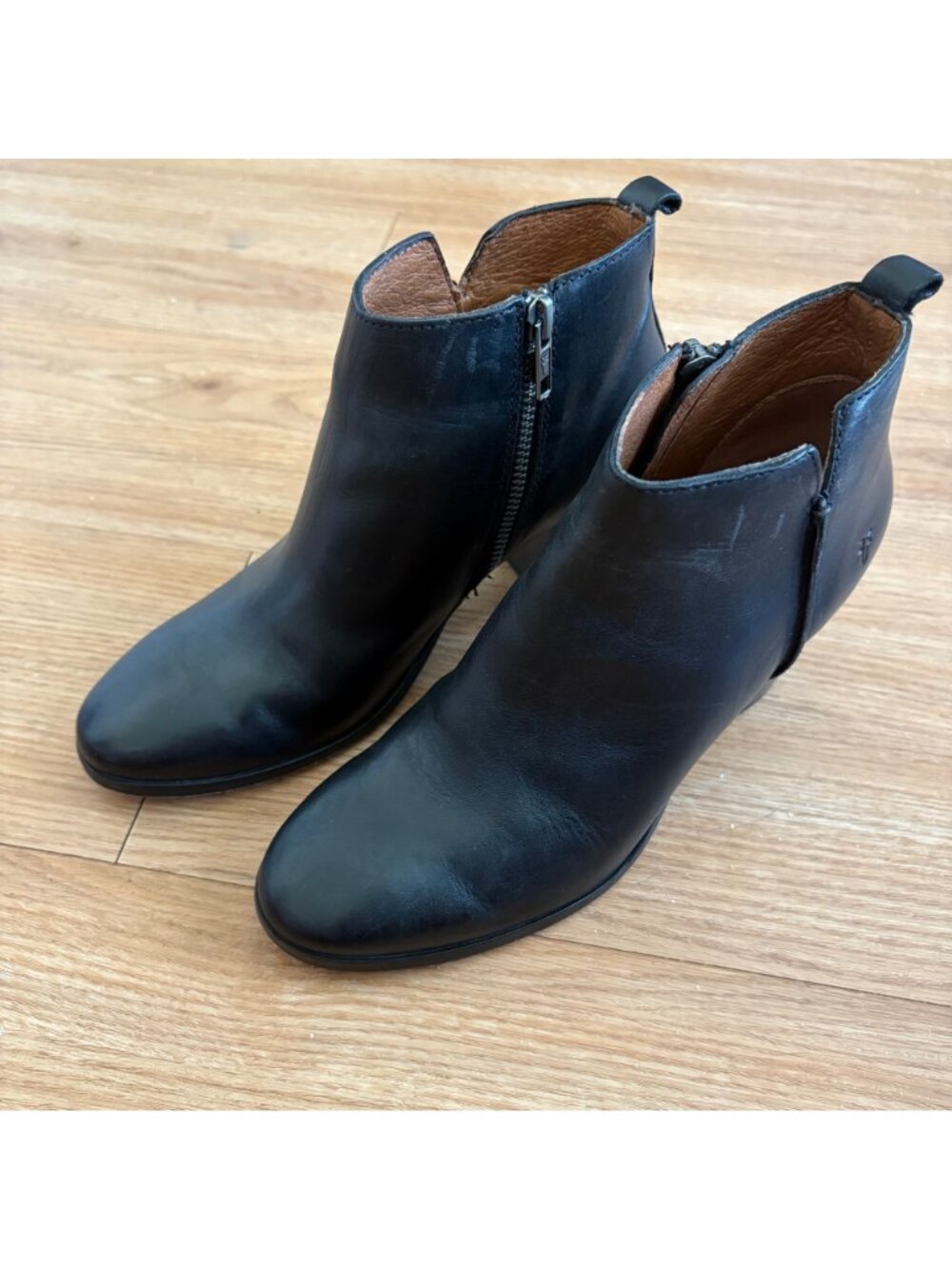 Frye Meghan Leather Heeled Ankle Booties Black Women’s Size 7 B - Picture 2 of 12